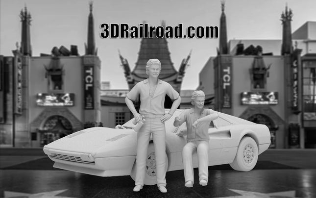 Hawaiian Private Eye, Car and Figures - Custom Sculptures 3D Printed in Clear Resin