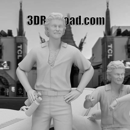 Hawaiian Private Eye, Car and Figures - Custom Sculptures 3D Printed in Clear Resin