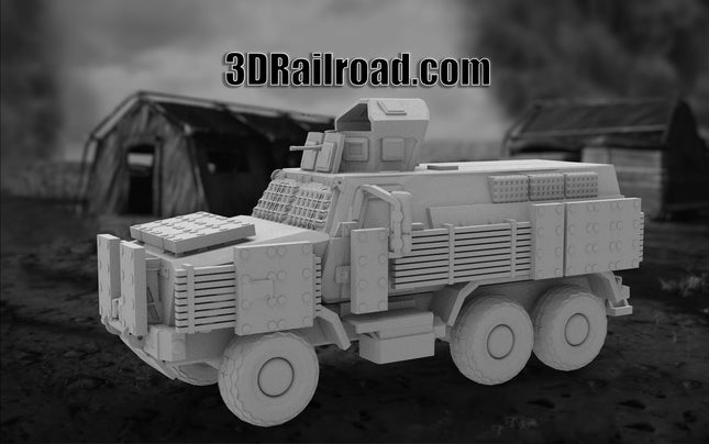6x6 MRAP- Military - Custom Sculptures 3D Printed in Grey Resin