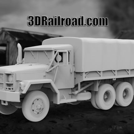 M35 Cargo Truck Covered - Military - Custom Sculptures 3D Printed in Grey Resin