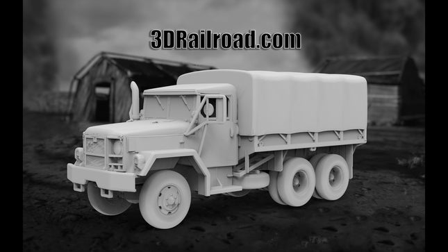 M35 Cargo Truck Covered - Military - Custom Sculptures 3D Printed in Grey Resin