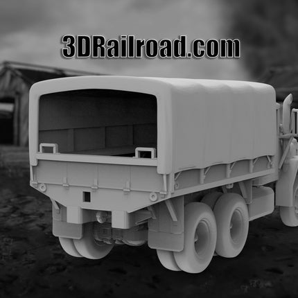 M35 Cargo Truck Covered - Military - Custom Sculptures 3D Printed in Grey Resin