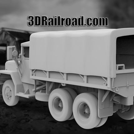 M35 Cargo Truck Covered - Military - Custom Sculptures 3D Printed in Grey Resin