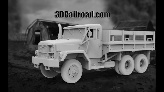 M35 Cargo Truck Open - Military - Custom Sculptures 3D Printed in Grey Resin