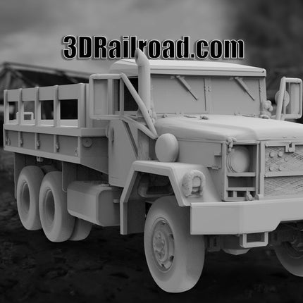 M35 Cargo Truck Open - Military - Custom Sculptures 3D Printed in Grey Resin