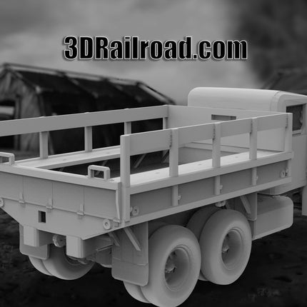 M35 Cargo Truck Open - Military - Custom Sculptures 3D Printed in Grey Resin