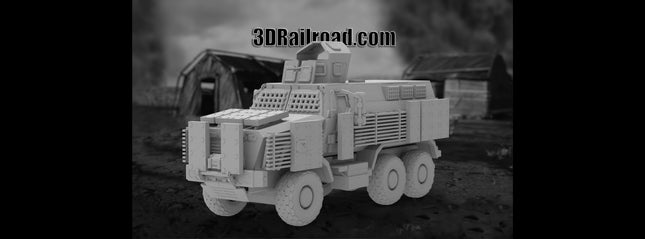 MRAP 6X6 - Military - Custom Sculptures 3D Printed in Grey Resin