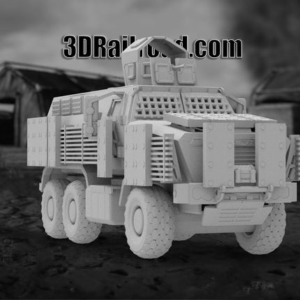 MRAP 6X6 - Military - Custom Sculptures 3D Printed in Grey Resin