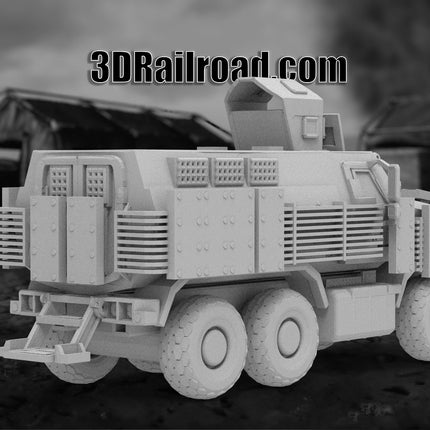 MRAP 6X6 - Military - Custom Sculptures 3D Printed in Grey Resin