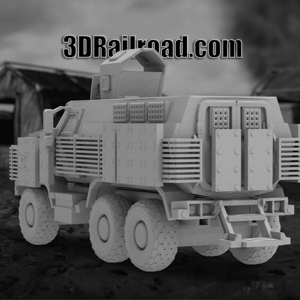 MRAP 6X6 - Military - Custom Sculptures 3D Printed in Grey Resin
