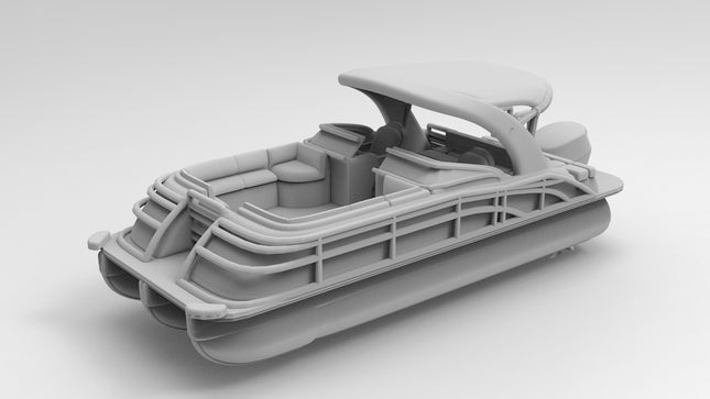 Newer Pontoon - Boats - Custom Sculptures 3D Printed in Clear Resin