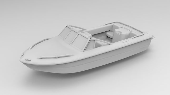Older Ski Boat - Boats - Custom Sculptures 3D Printed in Clear Resin