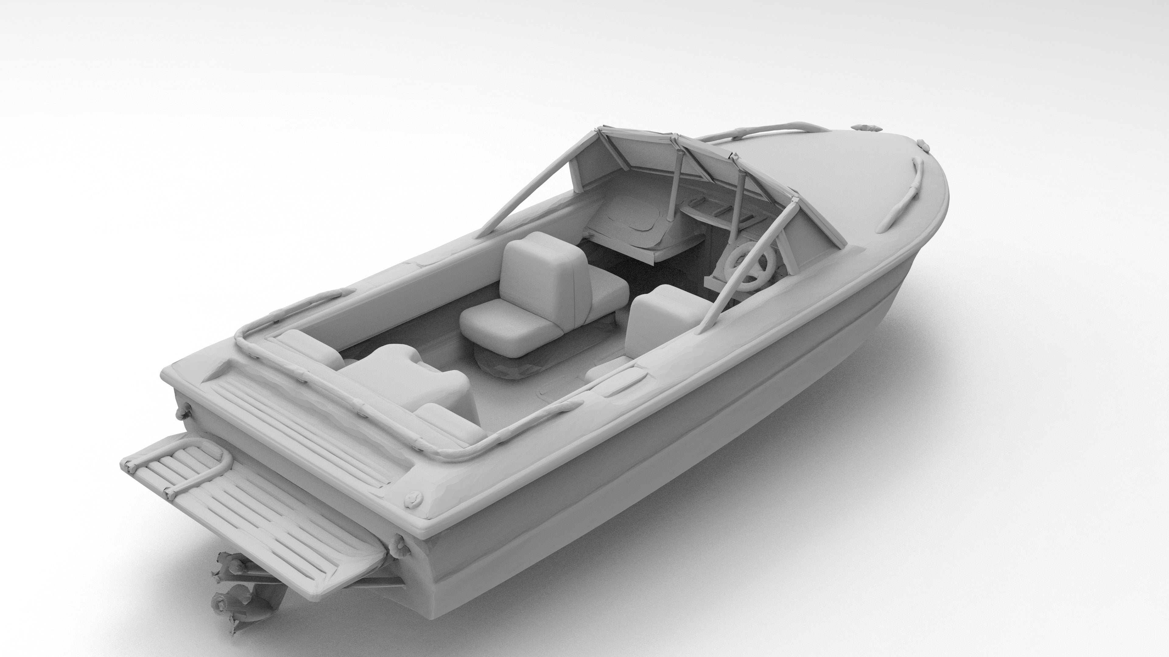 Custom Boat Objects Older Ski Boat - Boats - Custom Sculptures 3D Printed in Clear Resin ...