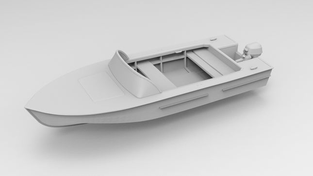 Runabout - Boats - Custom Sculptures 3D Printed in Clear Resin