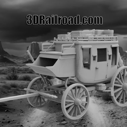 Stagecoach - Custom Sculptures 3D Printed in Grey Resin