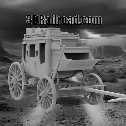Stagecoach - Custom Sculptures 3D Printed in Grey Resin
