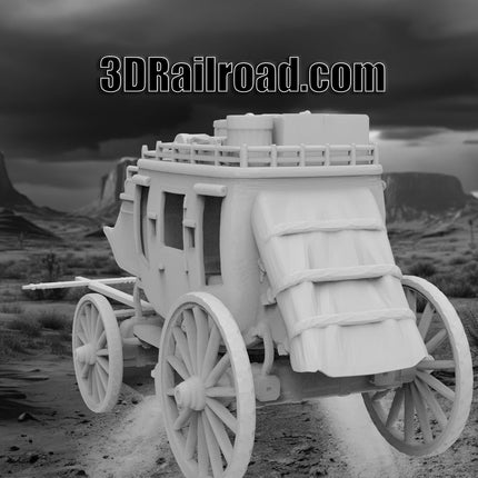 Stagecoach - Custom Sculptures 3D Printed in Grey Resin