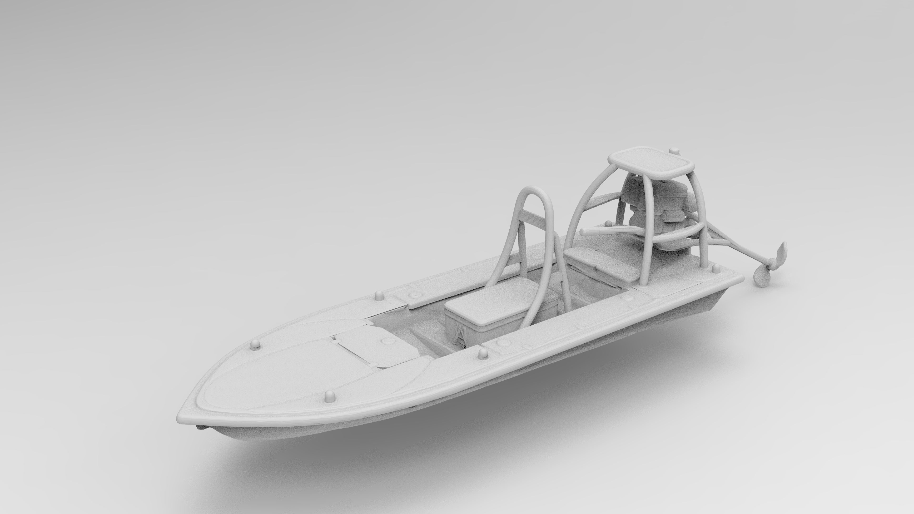 Custom Boat Objects Swamp Fishing Boat - Boats - Custom Sculptures 3D Printed in Clear Res ...