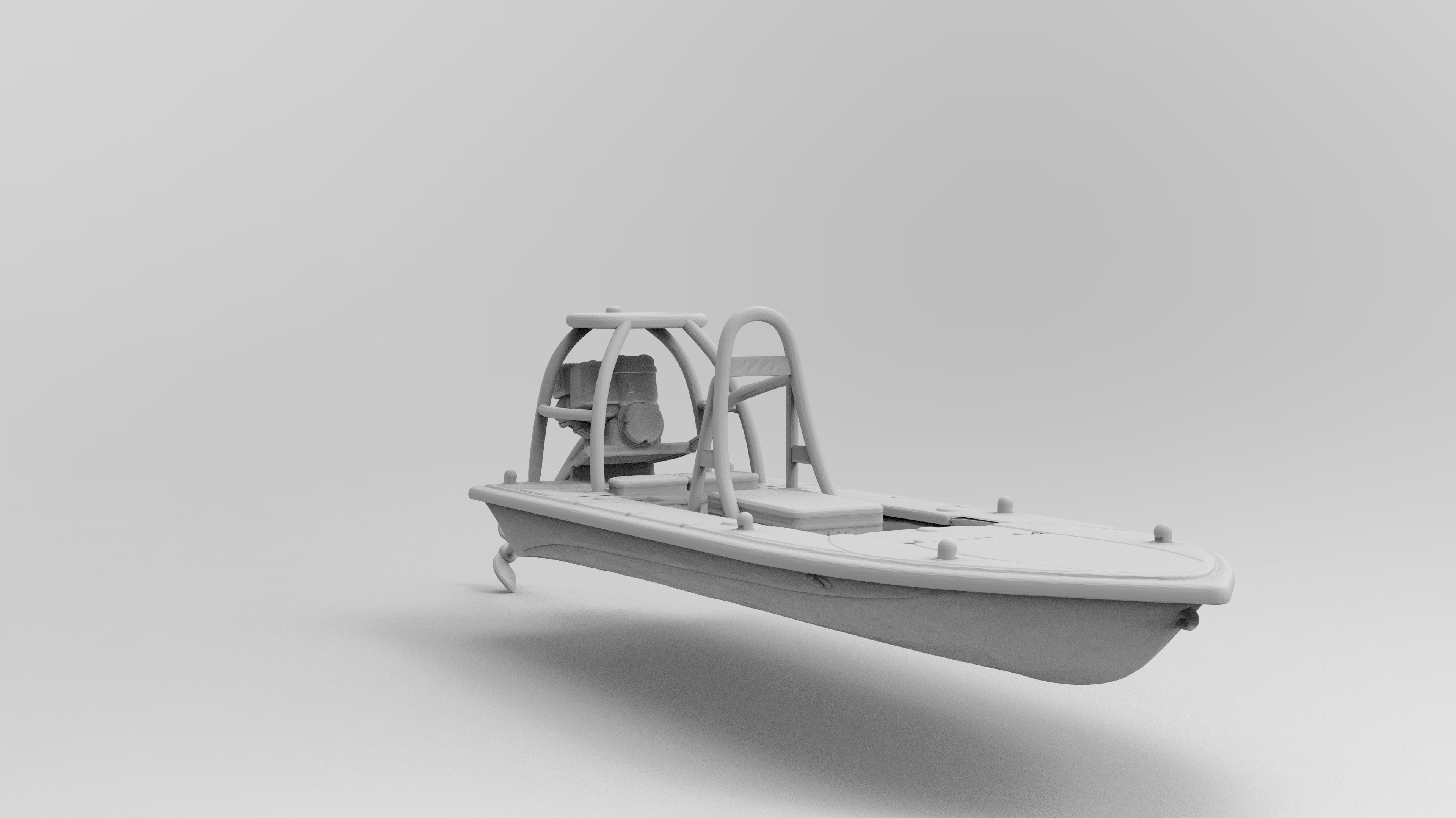 Custom Boat Objects Swamp Fishing Boat - Boats - Custom Sculptures 3D Printed in Clear Res ...
