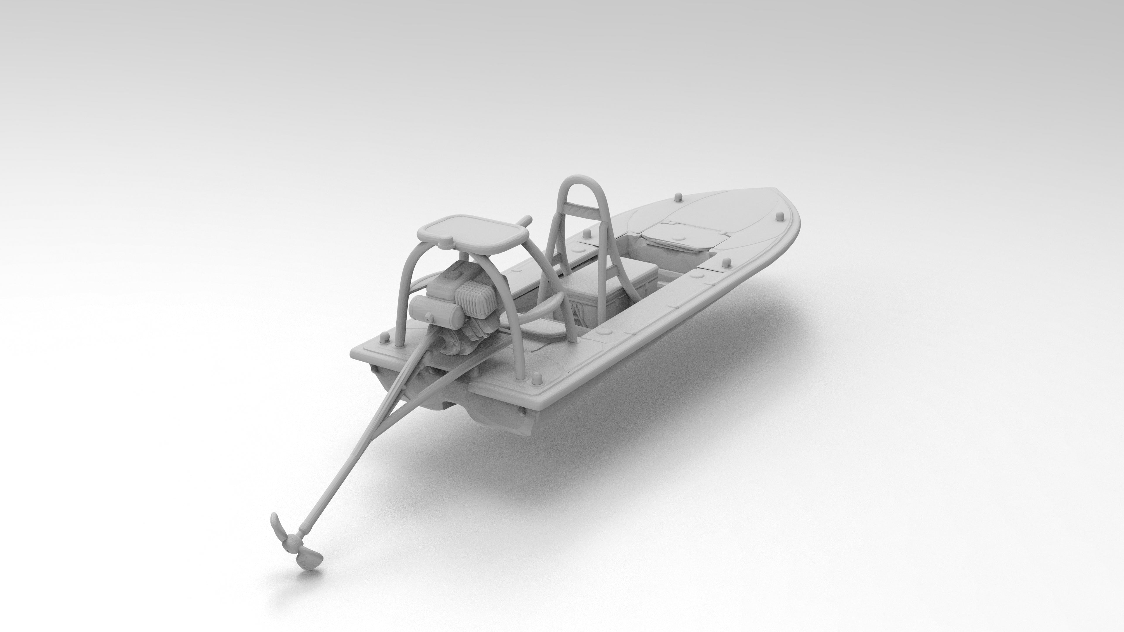 Custom Boat Objects Swamp Fishing Boat - Boats - Custom Sculptures 3D Printed in Clear Res ...