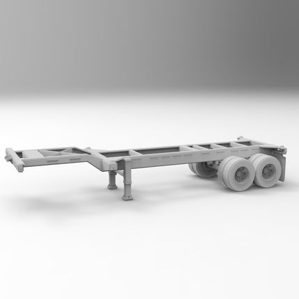 20 Ft Intermodel - Semi Trailer - Custom Sculptures 3D Printed in Grey Resin