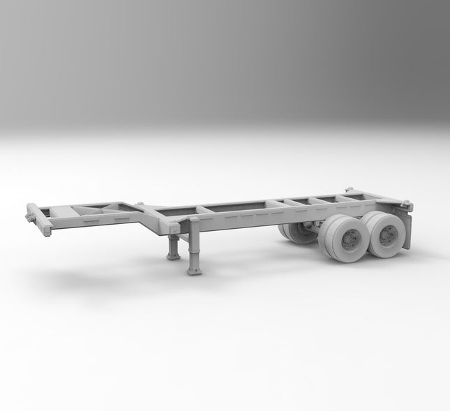 20 Ft Intermodel - Semi Trailer - Custom Sculptures 3D Printed in Grey Resin