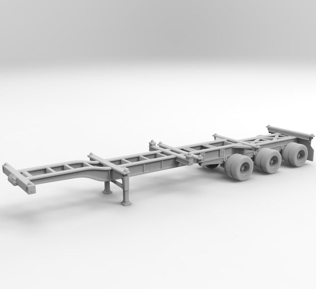 40 Ft Intermodel - Semi Trailer - Custom Sculptures 3D Printed in Grey Resin