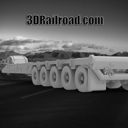5 Axel Rolloff - Semi Trailer - Custom Sculptures 3D Printed in Grey Resin