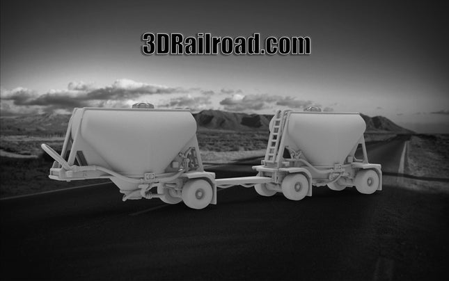 Dry Double Bulk Tandem Trailer - Semi Trailer - Custom Sculptures 3D Printed in Grey Resin