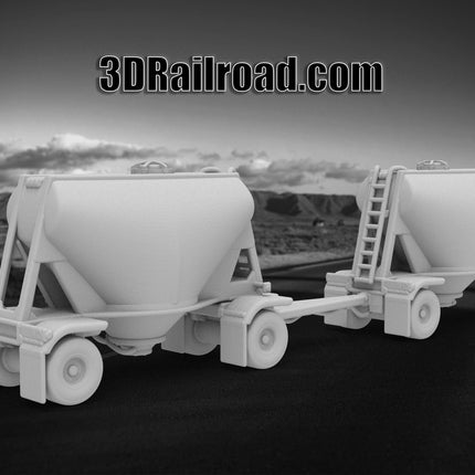 Dry Double Bulk Tandem Trailer - Semi Trailer - Custom Sculptures 3D Printed in Grey Resin
