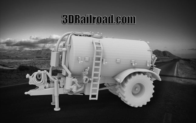 Farm Tank Trailer - Semi Trailer - Custom Sculptures 3D Printed in Grey Resin