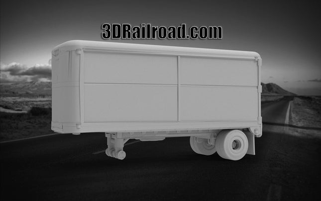 Freuhoff Trailer - Semi Trailer - Custom Sculptures 3D Printed in Grey Resin