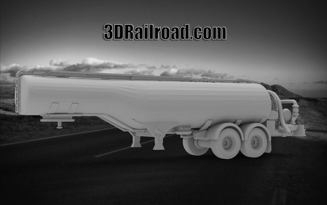 Fuel Tanker - Semi Trailer - Custom Sculptures 3D Printed in Grey Resin