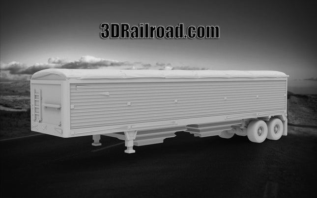 Covered Grain Trailer - Semi Trailer - Custom Sculptures 3D Printed in Grey Resin