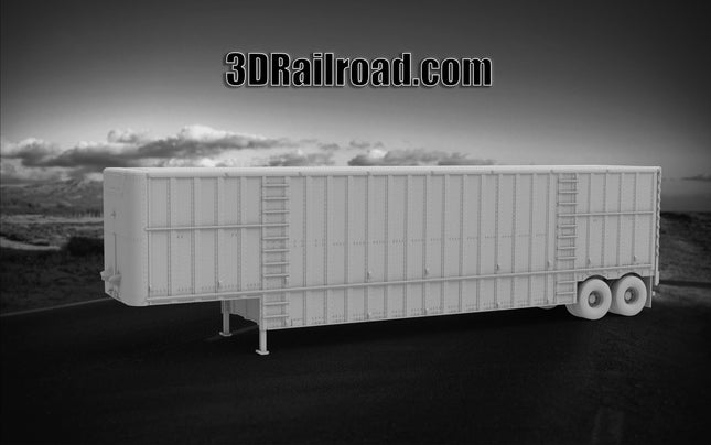 Livestock Trailer - Semi Trailer - Custom Sculptures 3D Printed in Grey Resin
