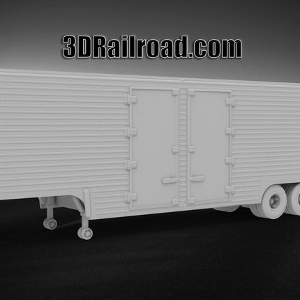 Moving Trailer Vintage - Semi Trailer  - Custom Sculptures 3D Printed in Grey Resin