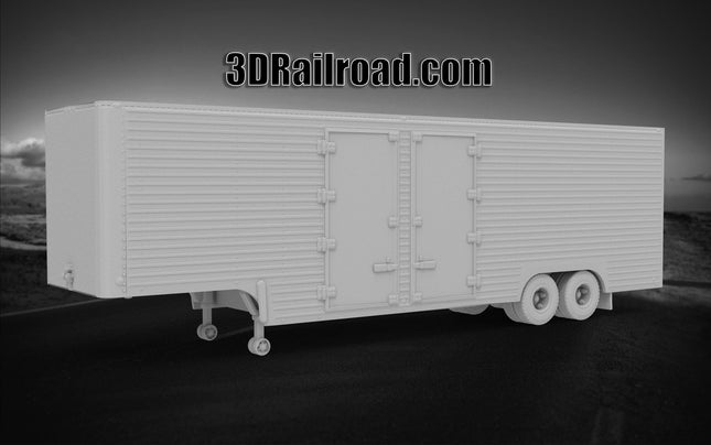 Moving Trailer Vintage - Semi Trailer  - Custom Sculptures 3D Printed in Grey Resin