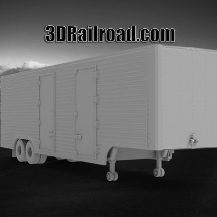 Moving Trailer Vintage - Semi Trailer  - Custom Sculptures 3D Printed in Grey Resin