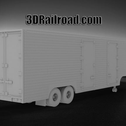 Moving Trailer Vintage - Semi Trailer  - Custom Sculptures 3D Printed in Grey Resin