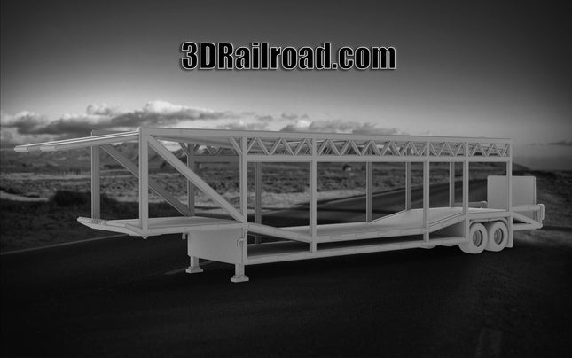 Auto Transport Type 1 - Semi Trailer - Custom Sculptures 3D Printed in Grey Resin