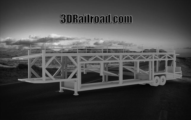 Auto Transport Type 2 - Semi Trailer - Custom Sculptures 3D Printed in Grey Resin