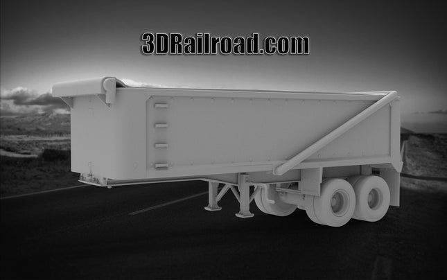 End Dump Trailer - Semi Trailer - Custom Sculptures 3D Printed in Grey Resin