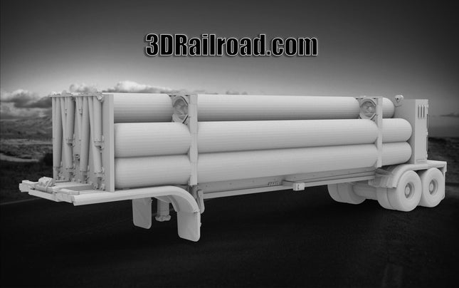 Liquid Nitrogen Tanker - Semi Trailer - Custom Sculptures 3D Printed in Grey Resin