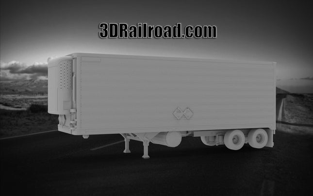 Older Refrigerated Trailer Single - Semi Trailer - Custom Sculptures 3D Printed in Grey Resin