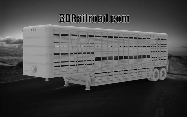 Liestock Trailer Older - Semi Trailer - Custom Sculptures 3D Printed in Grey Resin
