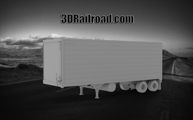 Reefer Trailer Older - Semi Trailer - Custom Sculptures 3D Printed in Grey Resin