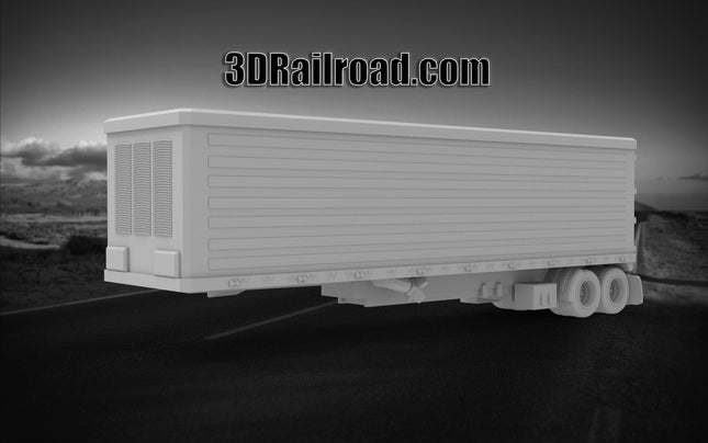 Reefer Trailer Older Type 2 - Semi Trailer - Custom Sculptures 3D Printed in Grey Resin