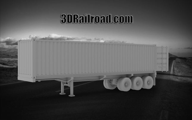 Trailer Doors Open - Semi Trailer - Custom Sculptures 3D Printed in Grey Resin