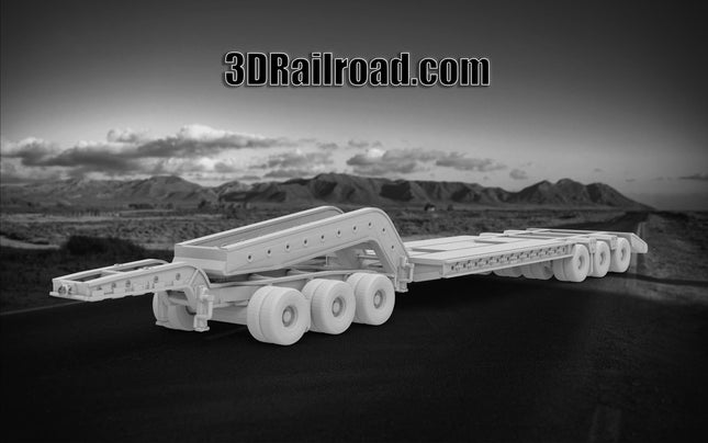 Super Heavy Rolloff Trailer Type 2 - Semi Trailer  - Custom Sculptures 3D Printed in Grey Resin