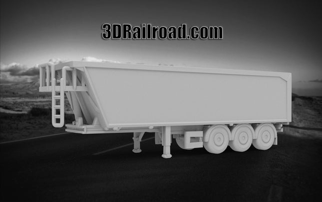 Triple Axel Trailer - Semi Trailer  - Custom Sculptures 3D Printed in Grey Resin